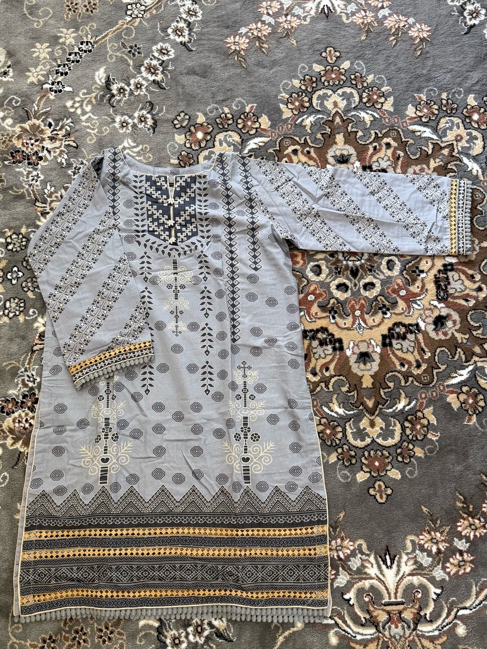 Embroidered Grey Tunic Salwar Kameez